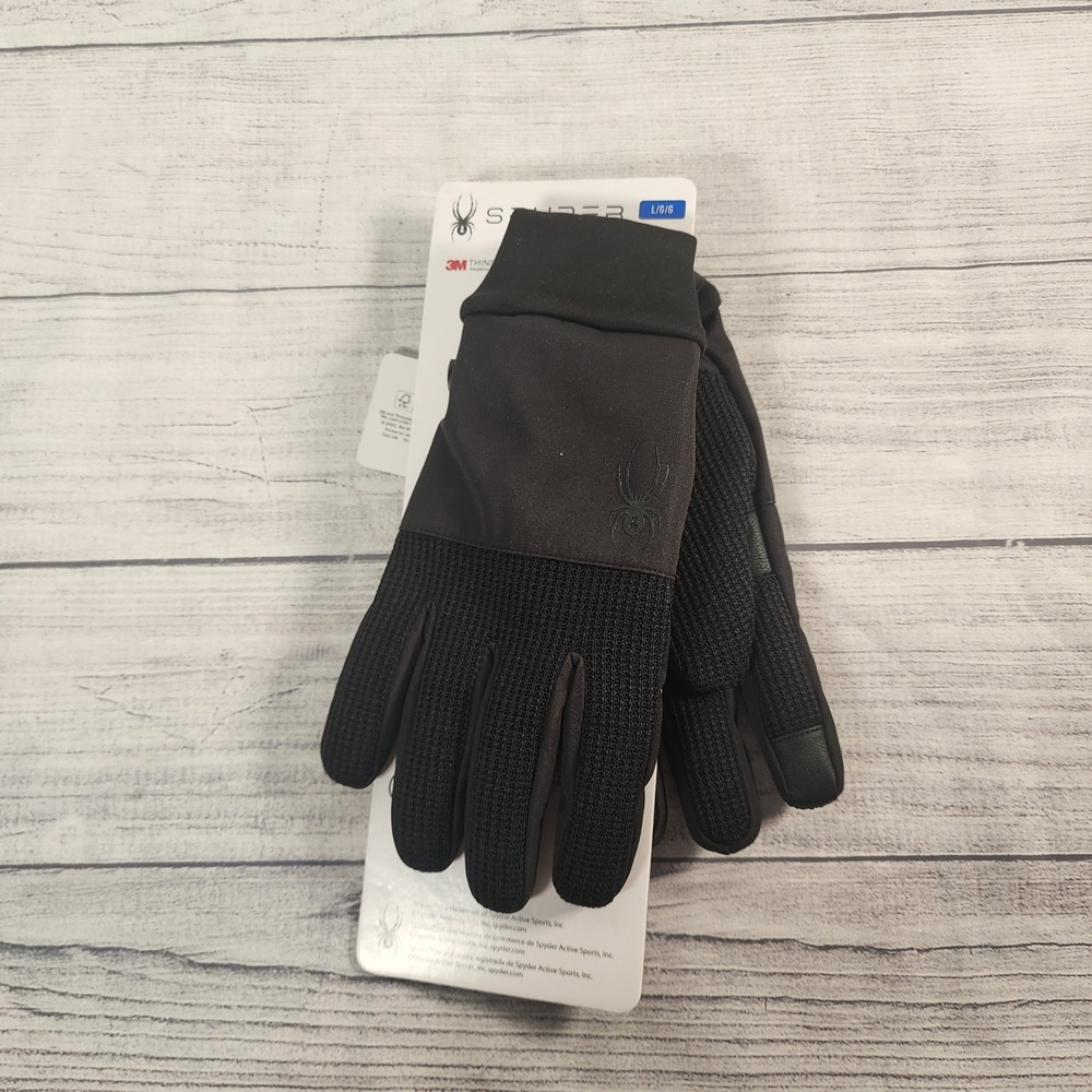 Spyder Mens Core Conduct Black 3M Thinsulate Touchscreen Winter Gloves Large NEW